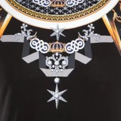 Versace Collection Black Bejeweled Baroque Printed Crew Neck T- Shirt M For Men -Versace Official Website luxury men versace used clothes p179894 007