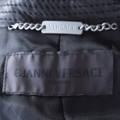 Gianni Versace Couture Black Leather Double Breasted Belted Overcoat XL For Men -Versace Official Website luxury men versace used clothes p186803 003