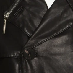 Gianni Versace Couture Black Leather Double Breasted Belted Overcoat XL For Men -Versace Official Website luxury men versace used clothes p186803 005