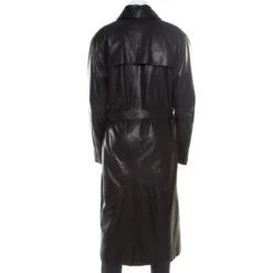 Gianni Versace Couture Black Leather Double Breasted Belted Overcoat XL For Men -Versace Official Website luxury men versace used clothes p186803 007