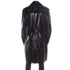 Versace Signature Black Leather Belted Overcoat XXL For Men -Versace Official Website luxury men versace used clothes p186868 001