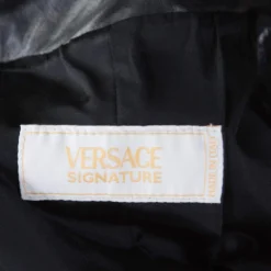 Versace Signature Black Leather Belted Overcoat XXL For Men -Versace Official Website luxury men versace used clothes p186868 002
