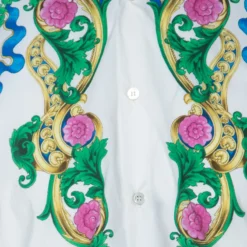 Versace White Cotton Miami Print Short Sleeve Shirt L For Men -Versace Official Website luxury men versace used clothes p224637 003