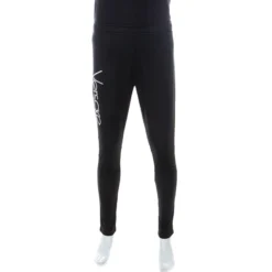 Versace Black Logo Embroidered Elasticized Waist Track Pants M For Men