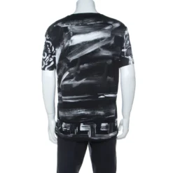 Versace Monochrome Medusa Painted Cotton T Shirt M For Men -Versace Official Website luxury men versace used clothes p233532 007
