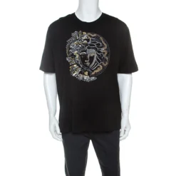 Versace Black Cotton Double Faced Medusa T-Shirt 4XL For Men