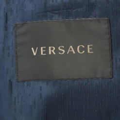 Versace Navy Blue Wool Blazer M For Men -Versace Official Website luxury men versace used clothes p243358 005