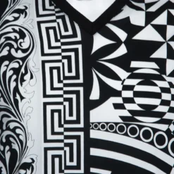 Versace Monochrome Optical Illusion Print Cotton V-Neck T-Shirt L For Men -Versace Official Website luxury men versace used clothes p246214 001