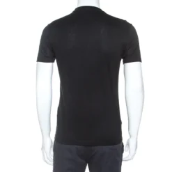 Versace Black Cotton Logo Embroidered And Embellished T-Shirt XS For Men -Versace Official Website luxury men versace used clothes p253318 004