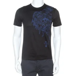 Versace Black Medusa Motif Embroidered Cotton Short Sleeve T-Shirt S For Men