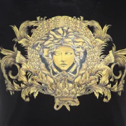 Versace Black Baroque Print Cotton Embellished Short Sleeve T-Shirt S For Men -Versace Official Website luxury men versace used clothes p253342 003