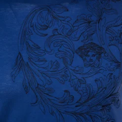 Versace Blue Medusa Motif Embroidered Cotton Short Sleeve T-Shirt S For Men -Versace Official Website luxury men versace used clothes p253355 004