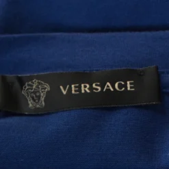 Versace Blue Medusa Motif Embroidered Cotton Short Sleeve T-Shirt S For Men -Versace Official Website luxury men versace used clothes p253355 006