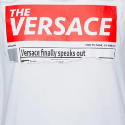 Versace White Cotton Logo Graphic Print Crew Neck Fitted T Shirt L For Men -Versace Official Website luxury men versace used clothes p321413 002