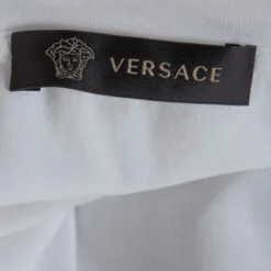 Versace White Cotton Logo Graphic Print Crew Neck Fitted T Shirt L For Men -Versace Official Website luxury men versace used clothes p321413 004