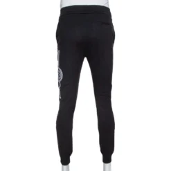 Versace Black Logo Print Cotton Elasticized Waist Jogger Pants M For Men -Versace Official Website luxury men versace used clothes p322193 007