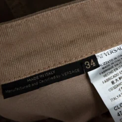 Versace Beige Denim Perforated Straight Leg Jeans L For Men -Versace Official Website luxury men versace used clothes p359821 004