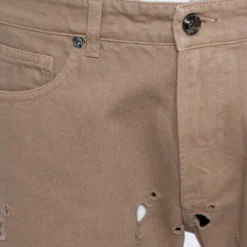 Versace Beige Denim Perforated Straight Leg Jeans L For Men -Versace Official Website luxury men versace used clothes p359821 007