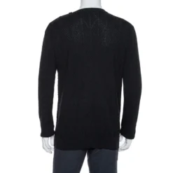 Versace Black Diamond Pattern Rib Knit Sweater XXL For Men -Versace Official Website luxury men versace used clothes p367131 005