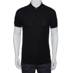 Versace Black Cotton Pique Contrast Collar Detail Polo T-Shirt S For Men