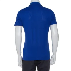 Versace Royal Blue Cotton Pique Button Front T-Shirt XS For Men -Versace Official Website luxury men versace used clothes p405681 004