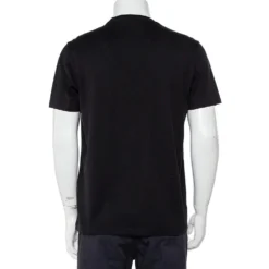 Versace Black Cotton Logo Embroidered Crewneck T-Shirt S For Men -Versace Official Website luxury men versace used clothes p448882 004