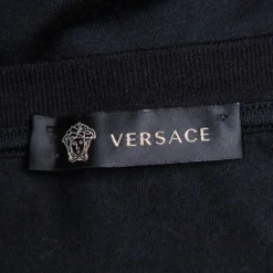 Versace Black Cotton Logo Embroidered Crewneck T-Shirt S For Men -Versace Official Website luxury men versace used clothes p448882 005