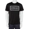 Versace Black Logo Printed Cotton Crewneck T-Shirt M For Men