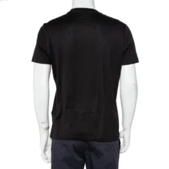 Versace Black Logo Printed Cotton Crewneck T-Shirt M For Men -Versace Official Website luxury men versace used clothes p449679 003