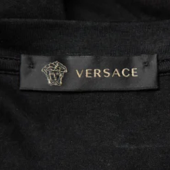 Versace Black Logo Printed Cotton Crewneck T-Shirt M For Men -Versace Official Website luxury men versace used clothes p449679 005