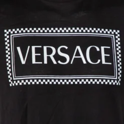 Versace Black Logo Printed Cotton Crewneck T-Shirt M For Men -Versace Official Website luxury men versace used clothes p449679 007