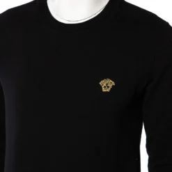 Versace Black Cotton Medusa Embroidered Logo Sweatshirt S For Men -Versace Official Website luxury men versace used clothes p484005 010