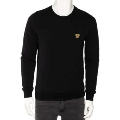 Versace Black Cotton Medusa Embroidered Logo Sweatshirt S For Men