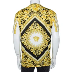 Versace Muticolor Baroque Print Cotton Crewneck T-Shirt XL For Men -Versace Official Website luxury men versace used clothes p485301 004