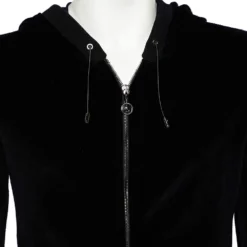 Versace Black Velvet Medusa Patch Detail Hooded Jacket L For Men -Versace Official Website luxury men versace used clothes p525753 003