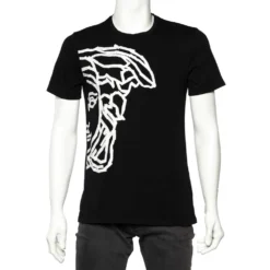 Versace Collection Black Medusa Head Printed Cotton Crewneck T-Shirt M For Men