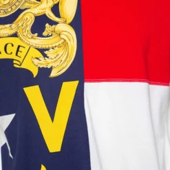 Versace Colorblock Logo Printed Cotton Short Sleeve T-Shirt L For Men -Versace Official Website luxury men versace used clothes p568239 002 scaled