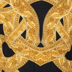 Versace Black & Gold Baroque Printed Cotton T-Shirt For Men -Versace Official Website luxury men versace used clothes p585392 004