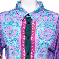 Versace Multicolor Jersey Baroque Print Long Sleeve Shirt XXXS For Men -Versace Official Website luxury men versace used clothes p596039 003