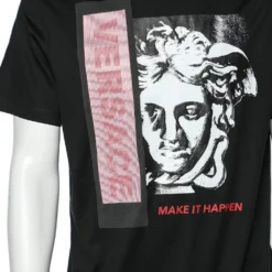 Versace Black Make It Happen Printed Cotton Knit Oversized T-Shirt XS For Men -Versace Official Website luxury men versace used clothes p596697 002