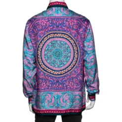 Versace Multicolor Baroque Print Silk Long Sleeve Shirt M For Men -Versace Official Website luxury men versace used clothes p598033 007