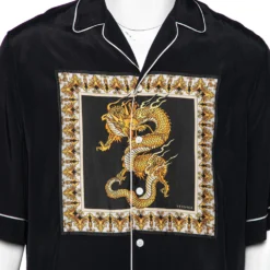 Versace Black Dragon Print Silk Shirt XXXS For Men -Versace Official Website luxury men versace used clothes p598169 007