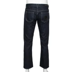 Versace Navy Blue Cotton Denim Pants L For Men -Versace Official Website luxury men versace used clothes p606554 003