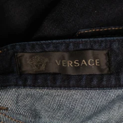 Versace Navy Blue Cotton Denim Pants L For Men -Versace Official Website luxury men versace used clothes p606554 007