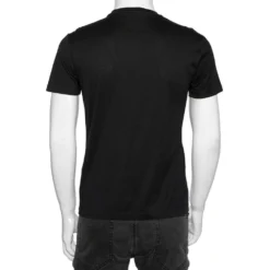 Versace Black Cotton Knit Embellished Medusa Head Detail T-Shirt S For Men -Versace Official Website luxury men versace used clothes p613012 001