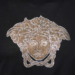 Versace Black Cotton Knit Embellished Medusa Head Detail T-Shirt S For Men -Versace Official Website luxury men versace used clothes p613012 002