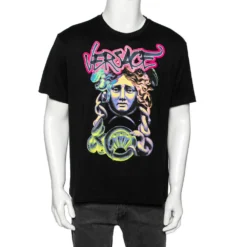 Versace Black Medusa Printed Cotton Short Sleeve T-Shirt L For Men