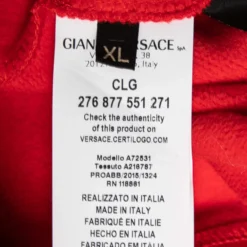 Versace Red Printed Cotton Crew Neck Long Sleeve Sweatshirt XL For Men -Versace Official Website luxury men versace used clothes p632761 002