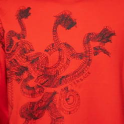 Versace Red Printed Cotton Crew Neck Long Sleeve Sweatshirt XL For Men -Versace Official Website luxury men versace used clothes p632761 006