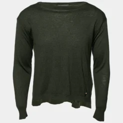 Versace Green Knit Crew Neck Long Sleeve T-Shirt M For Men